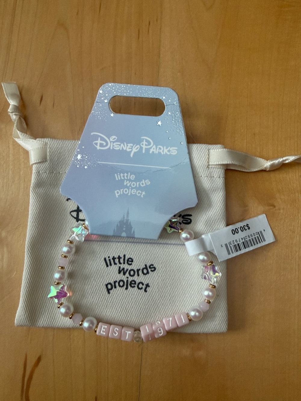 Disney Parks Pink Pearl "EST 1971" Beaded Bracelet